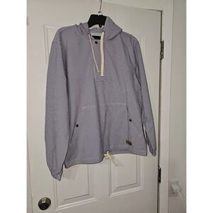 RVCA Exotica Anorak Mens Size Small Blue White Pinstripe NEW Hooded Jacket